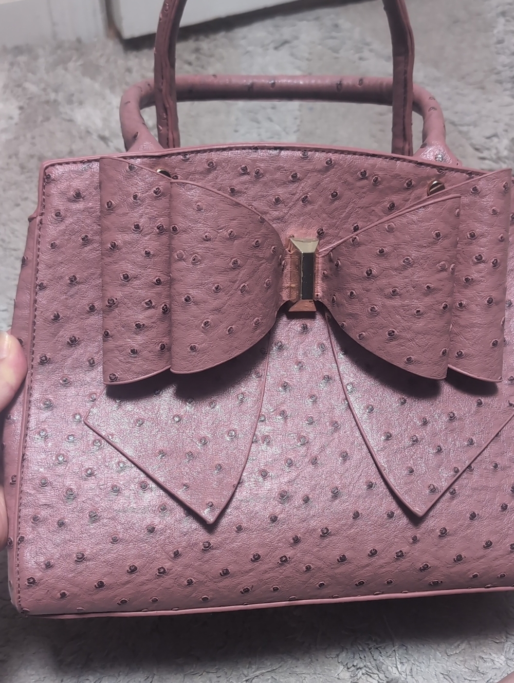 Pink Bow Accent Women's Handbag